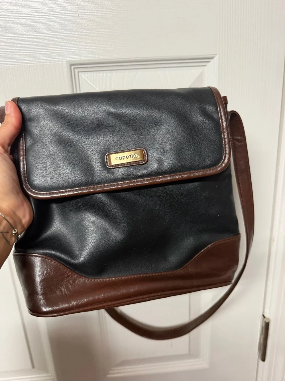 Capezio Black and Brown Messenger Crossbody Bag